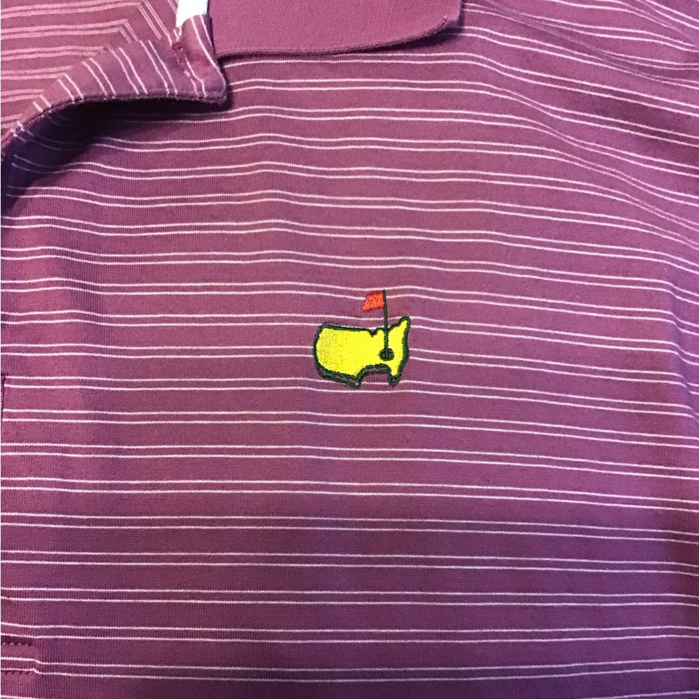 Masters Peter Millar Purple Polo Shirt with Stripes - Picture 3 of 5